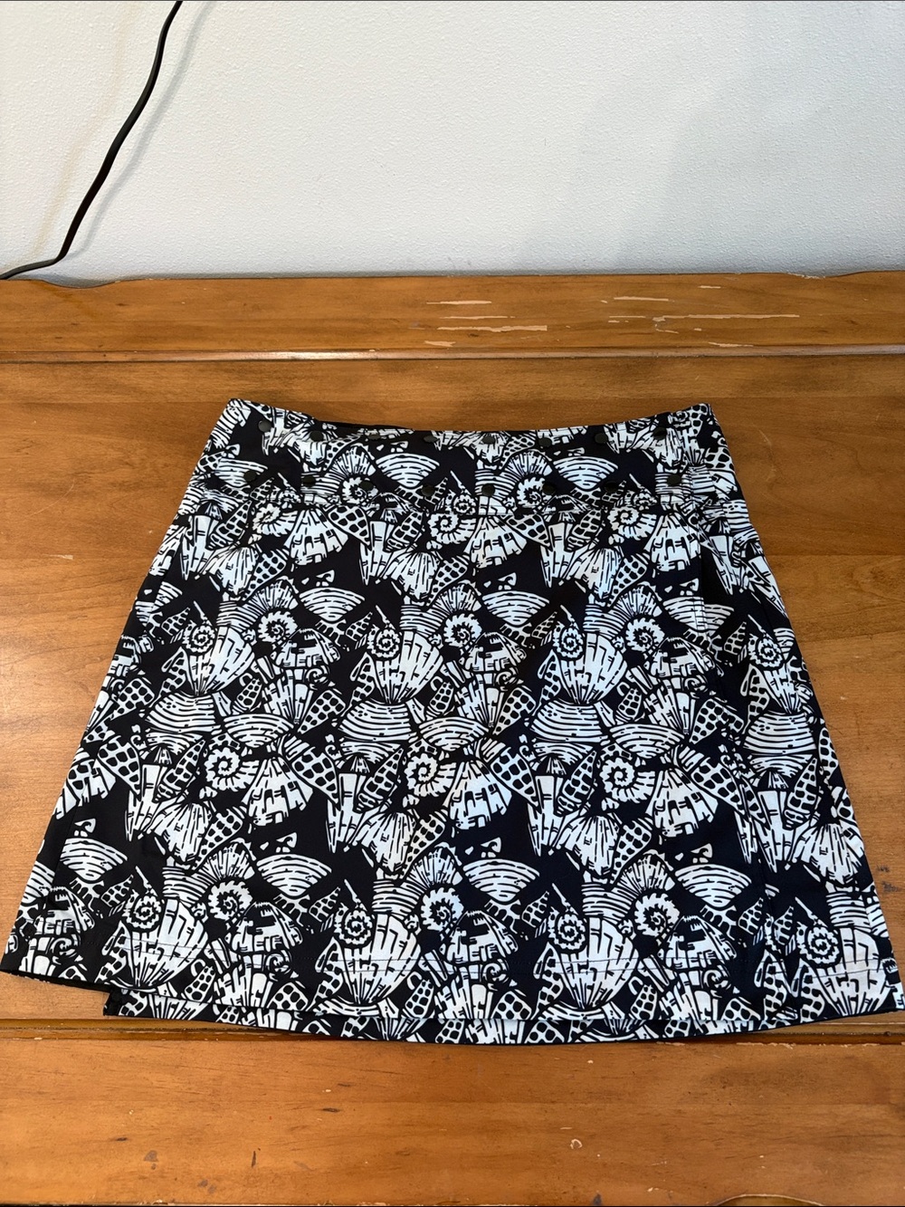 Adjustable Black & White Graphic Wrap Skirt